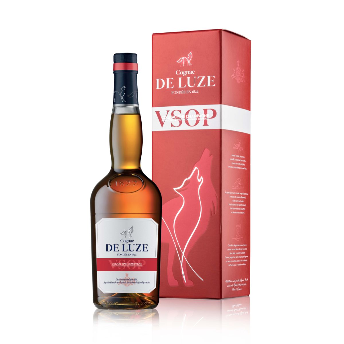 DE LUZE Cognac VSOP Fine Champagne WOLF Gift Box
