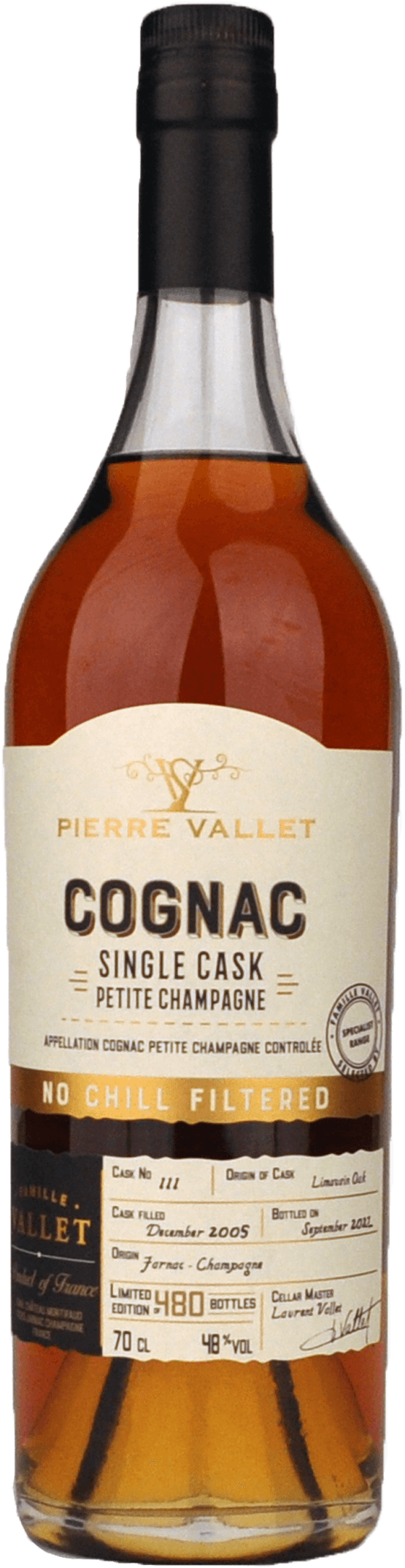 Pierre Vallet Cognac, Petite Champagne, Single Cask 111 (casked filled in 2005)