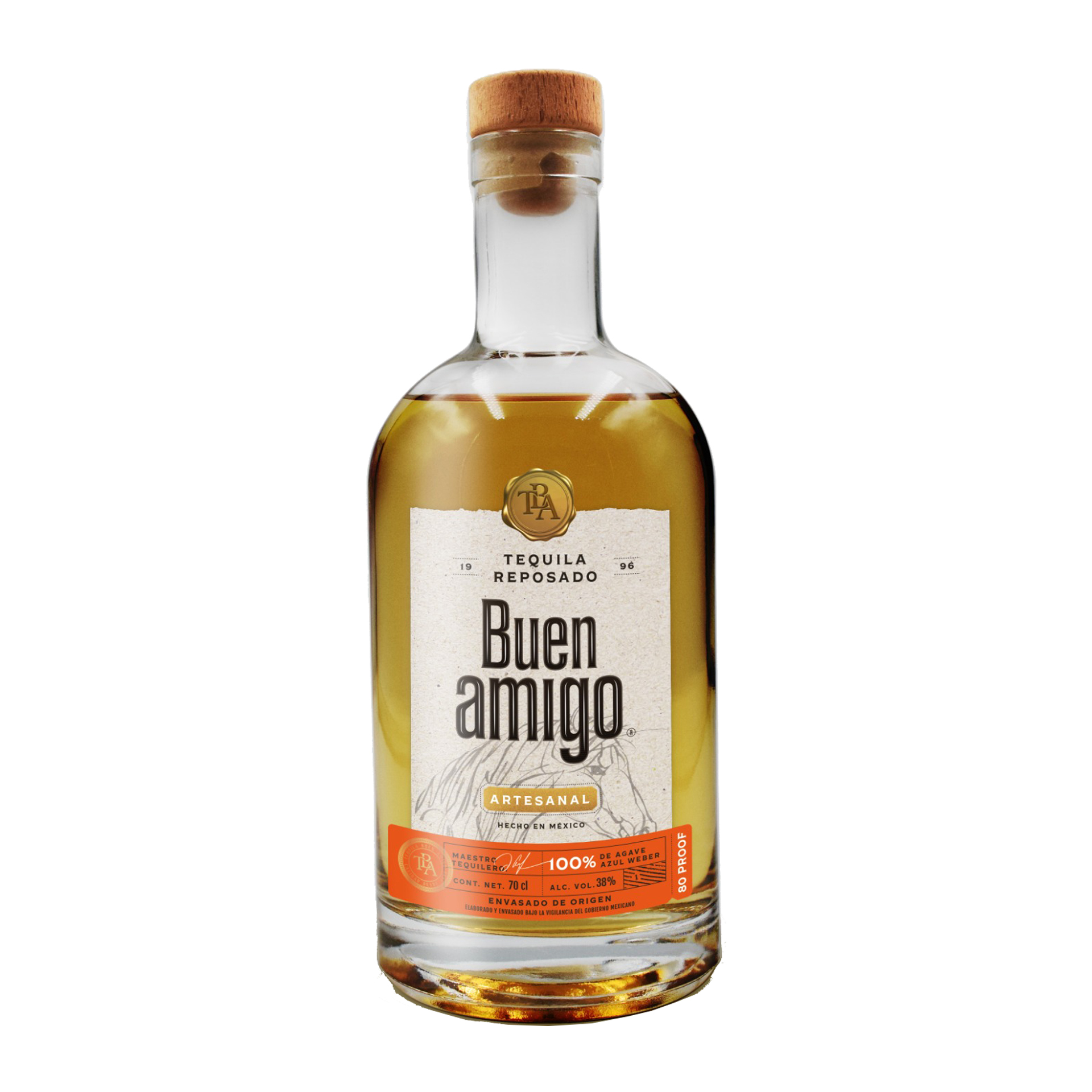 TEQUILA BUEN AMIGO 100% AGAVE REPOSADO 38% 70CL