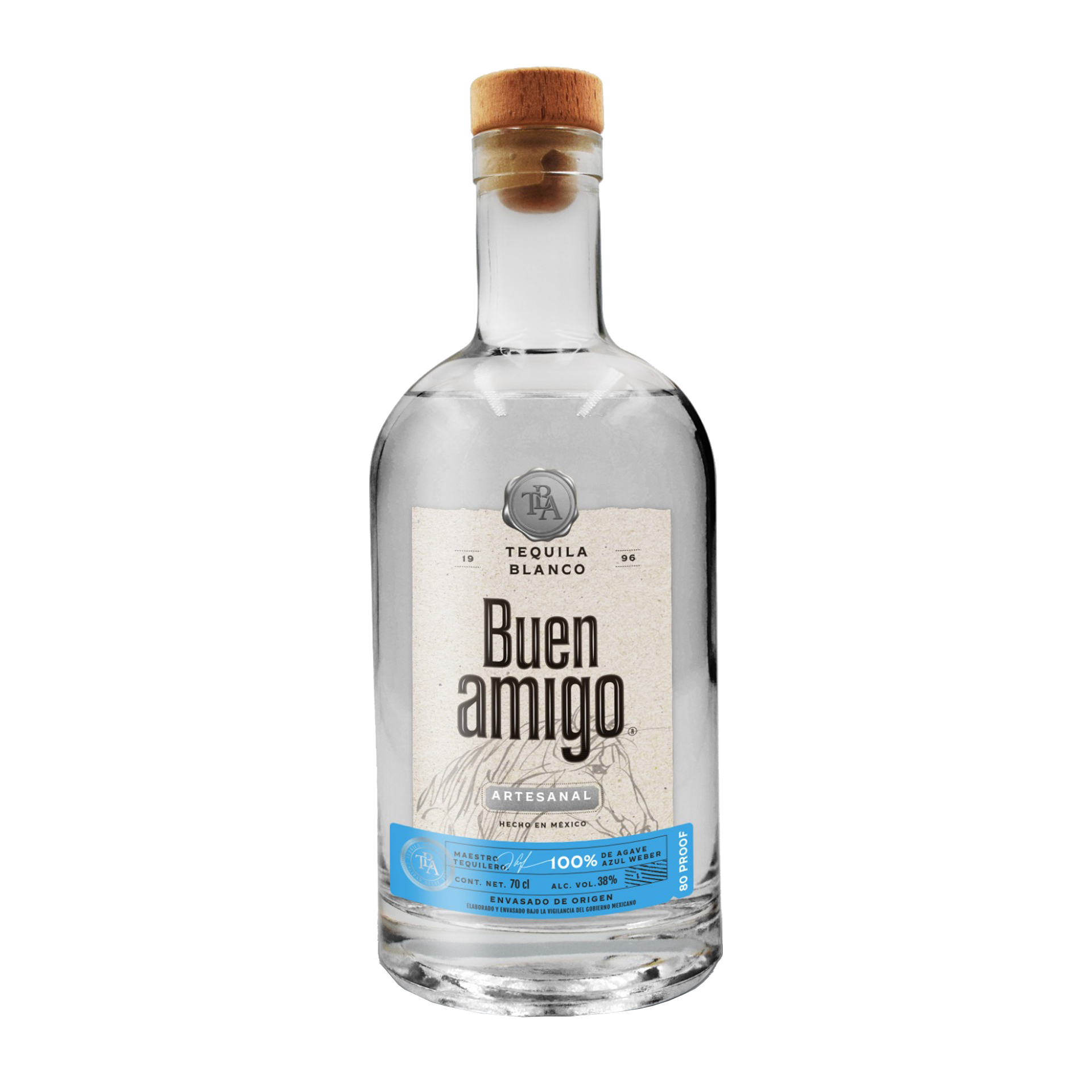 TEQUILA BUEN AMIGO 100% AGAVE BLANCO 38% 70CL