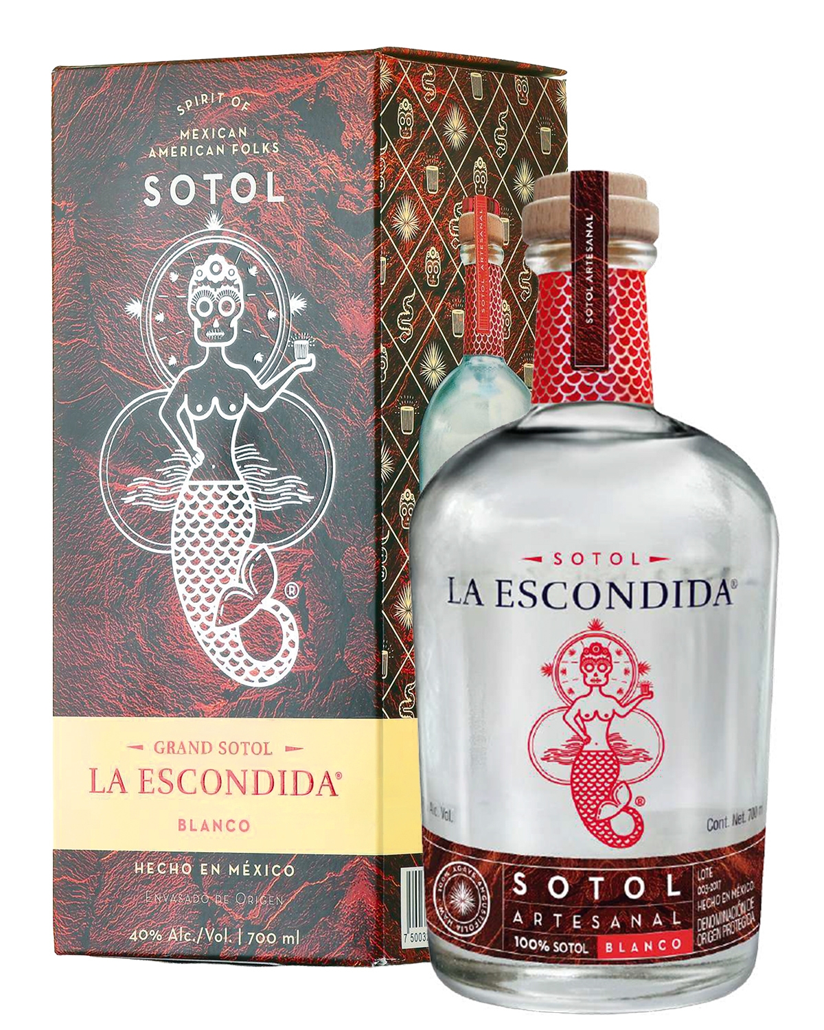 La Escondida Sotol Blanco 70cl giftbox