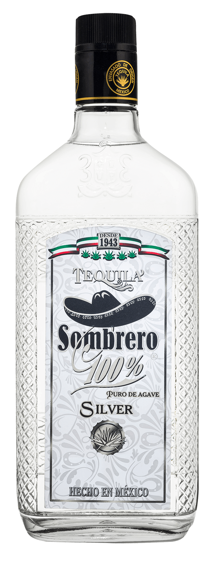 Tequila Sombrero, Silver, 100% Puro De Agave, Mehhiko