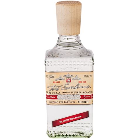 TRES SOMBREROS BLANCO 100% AGAVE 38% 0,7L