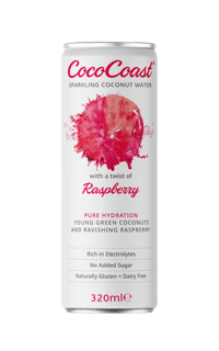 CocoCoast Sparkling Coconut Water, Raspberry