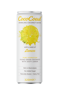 CocoCoast, Sparkling Coconut Water, Lemon